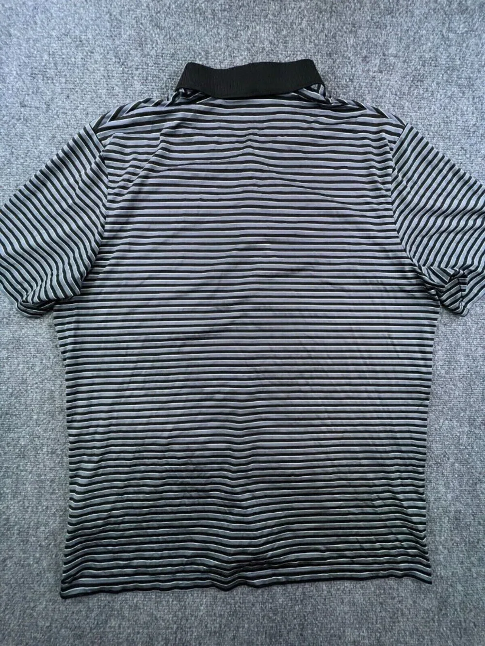 Adidas Men's Polo Shirt XL White Gray Black Striped Short Sleeve Polyester